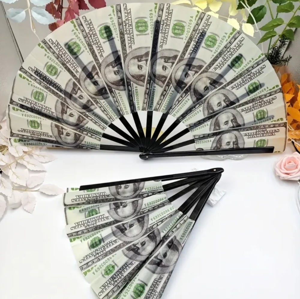 Stylish Money Print Hand Fan - Picture 2 of 5